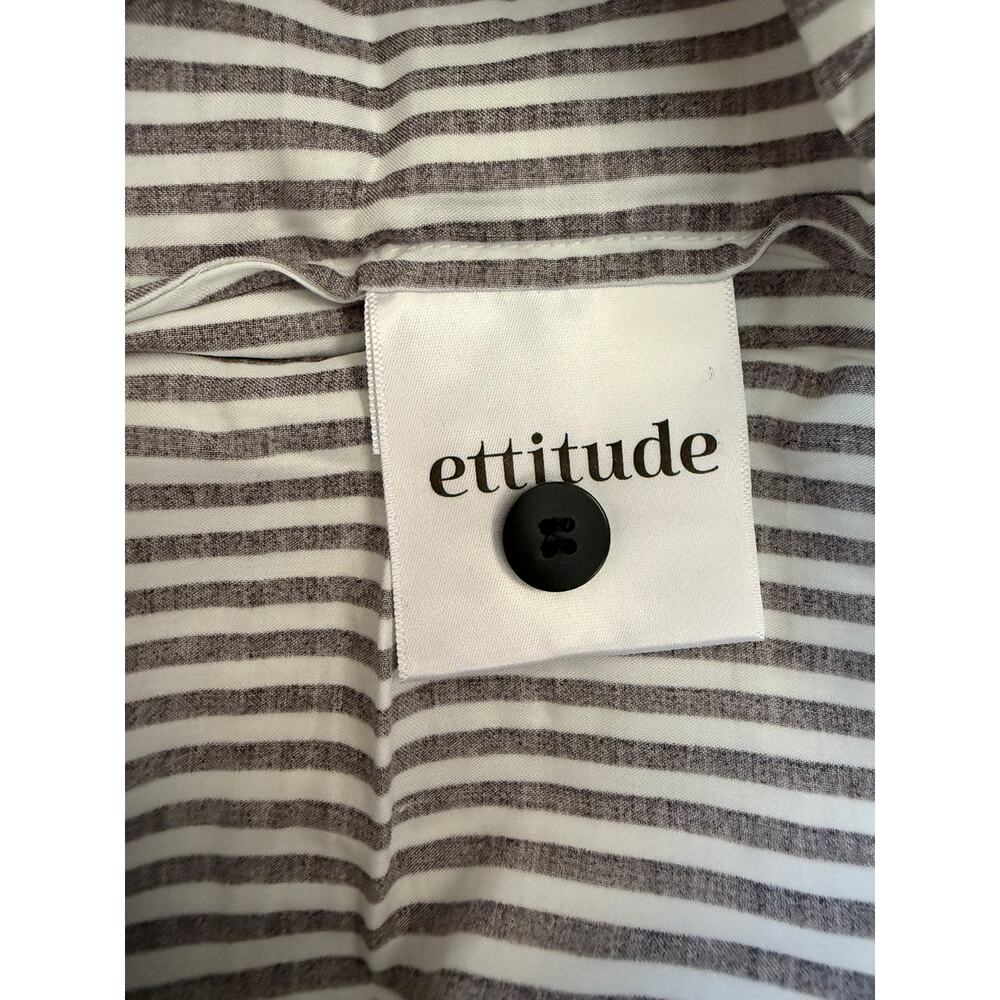 Ettitude Pajama Shirt Womens Small Gray White Striped 100% Bamboo Lyocell Top - Picture 7 of 8